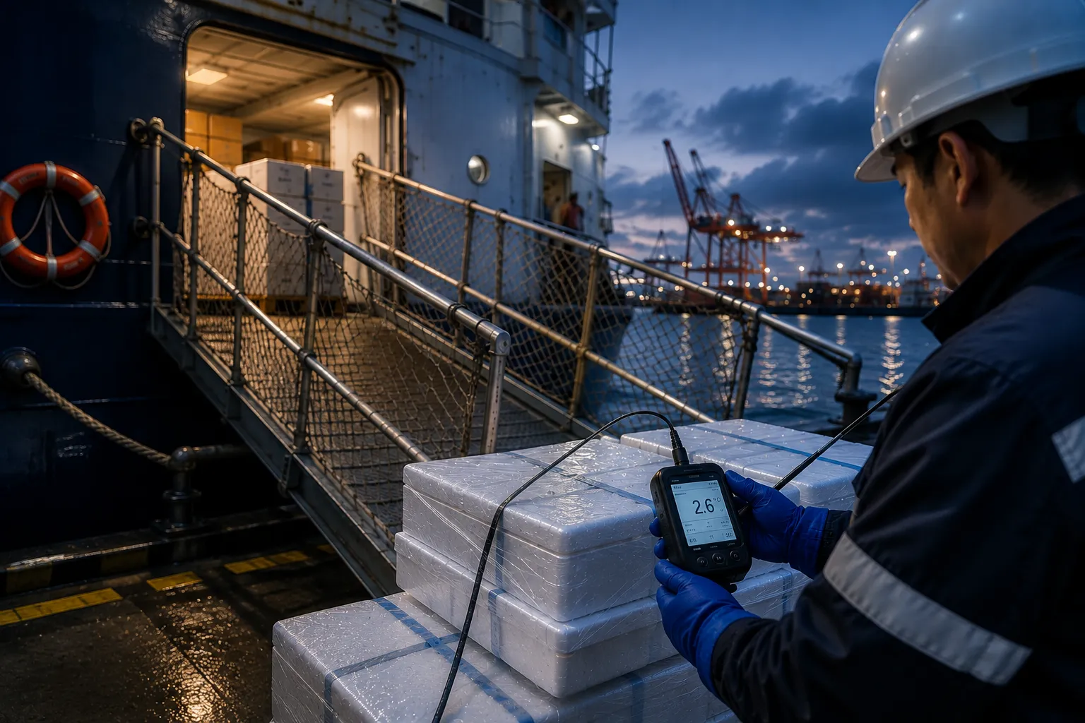 Fresh marine provisions cold chain gangway delivery