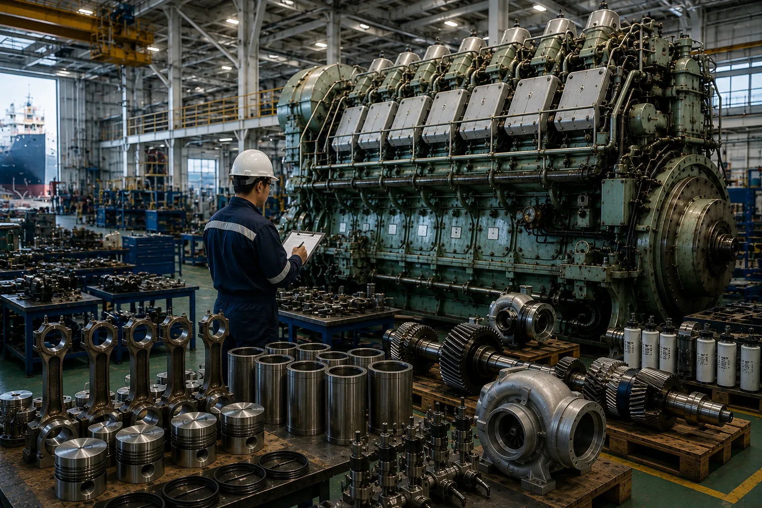 Main engine components and marine machinery spare parts inventory