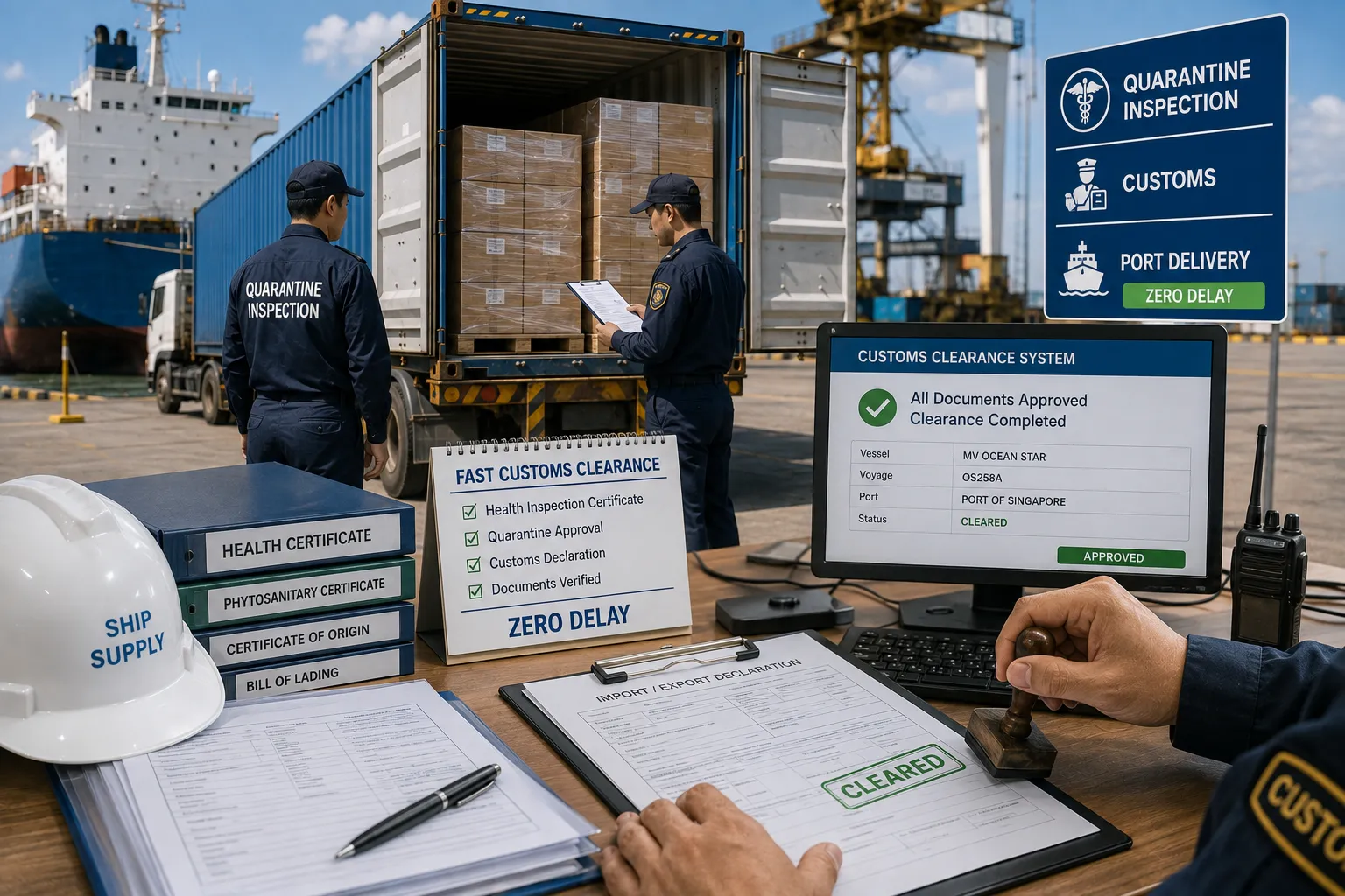 Quarantine inspection certificate and customs compliance documentation