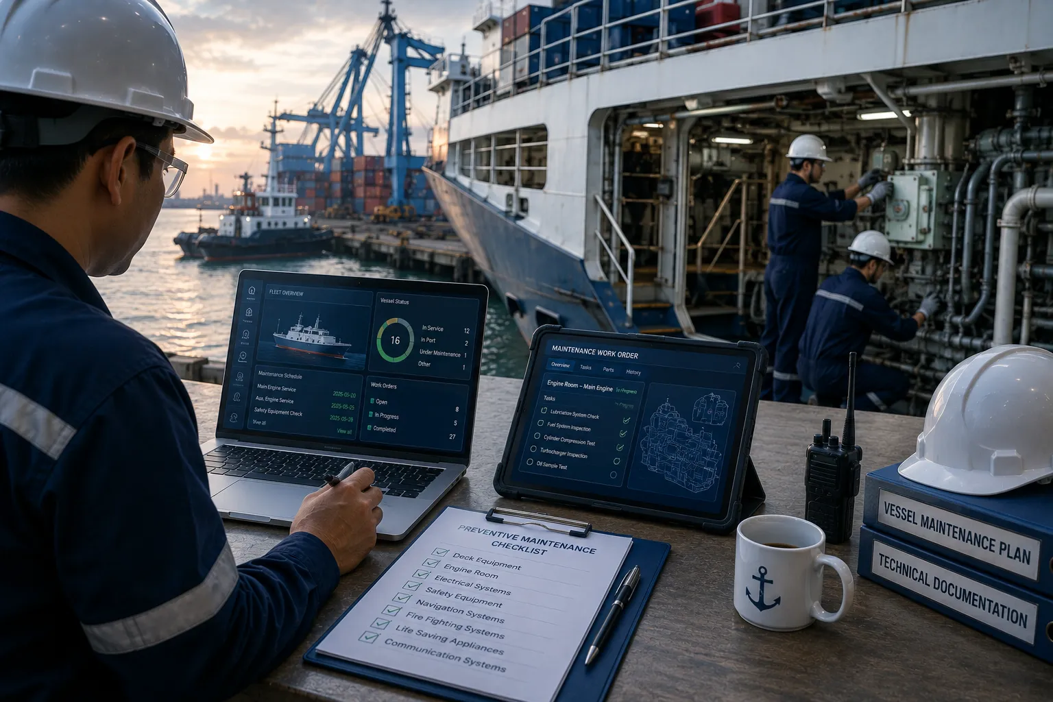 Ship management technical maintenance inspection