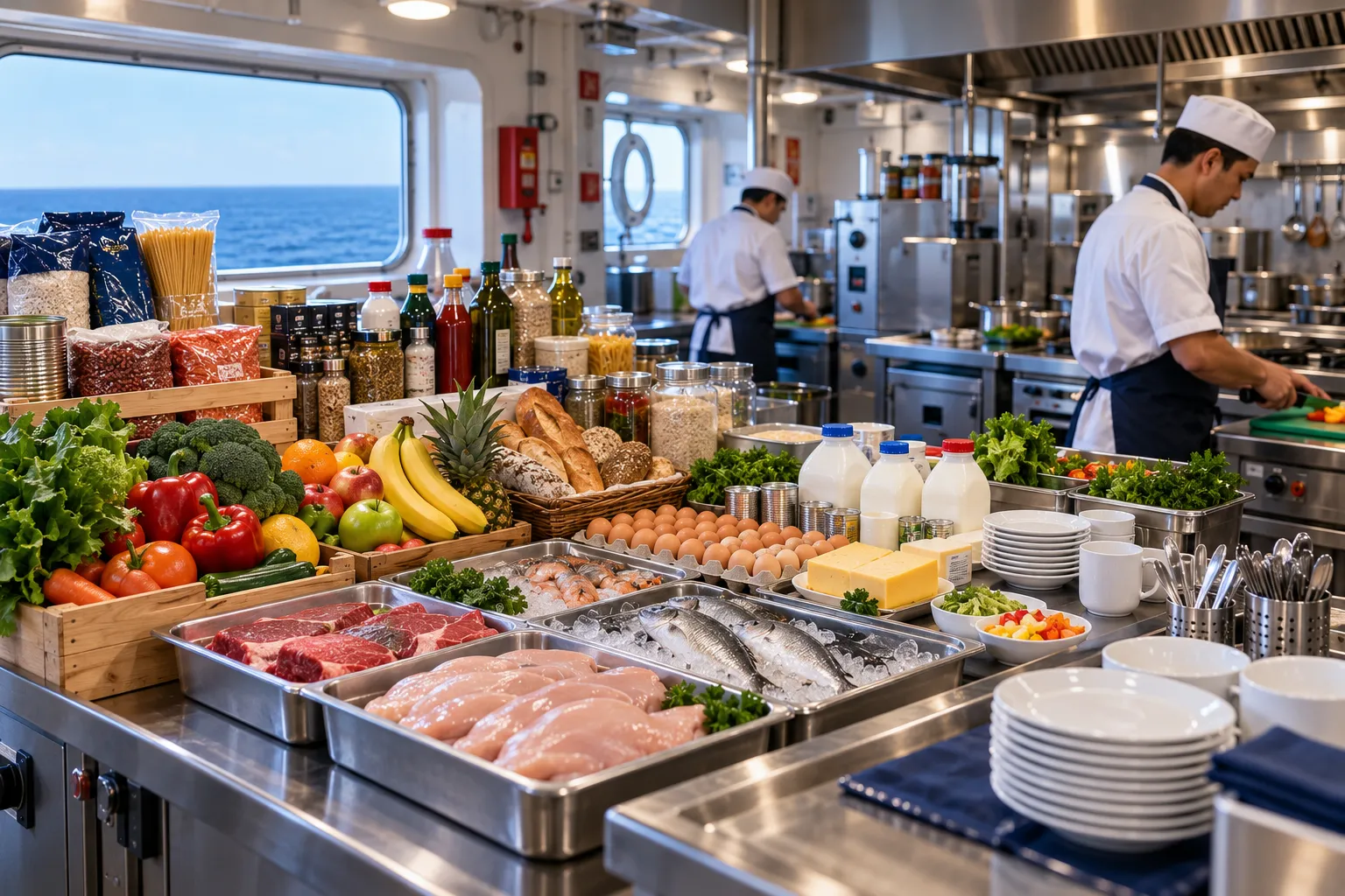 Beverages, galley consumables, and crew dietary provisions for ocean-going vessels