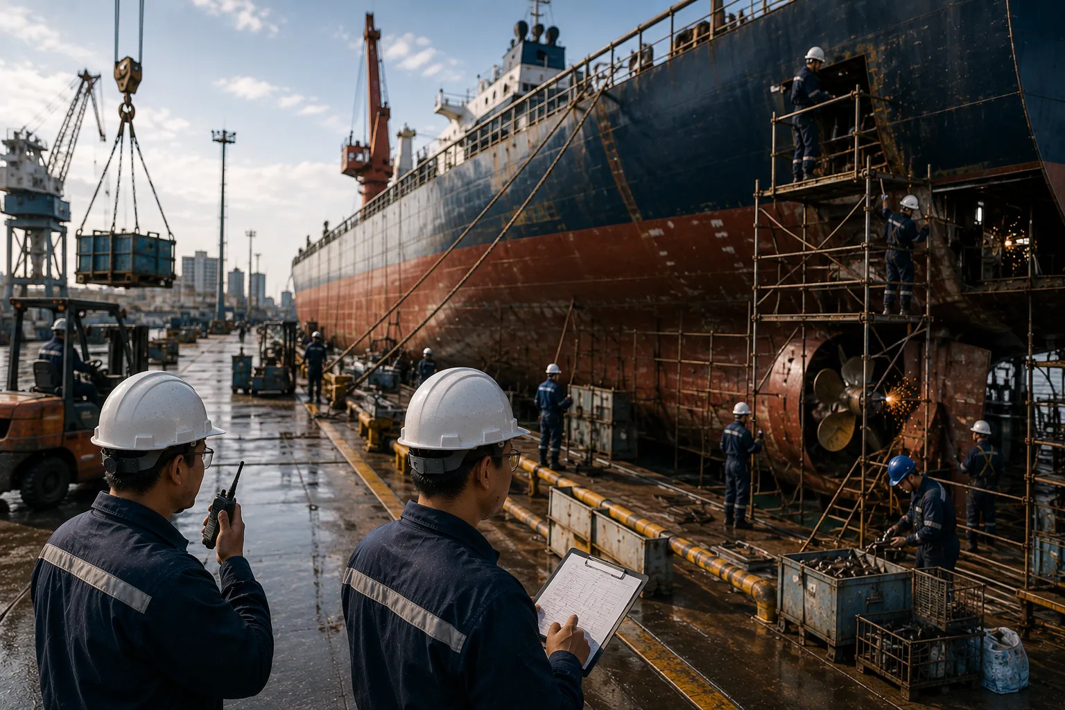 Turnaround Repairs at Port Call for Container and Bulk Vessels