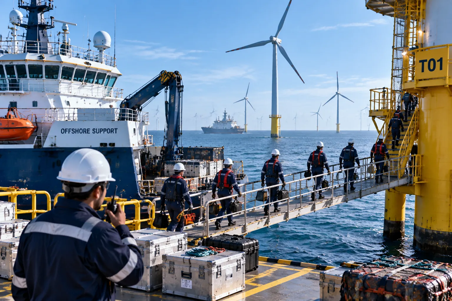 Offshore wind farm installation vessel operations
