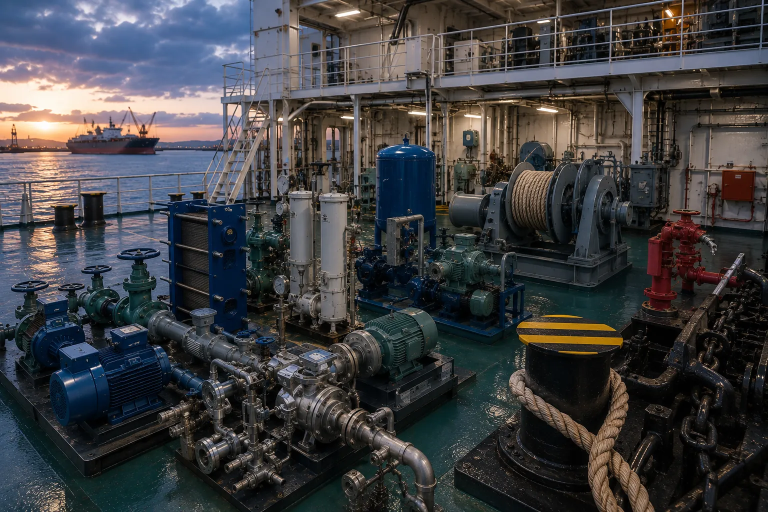 Auxiliary marine pumps separators and fresh water generator spares
