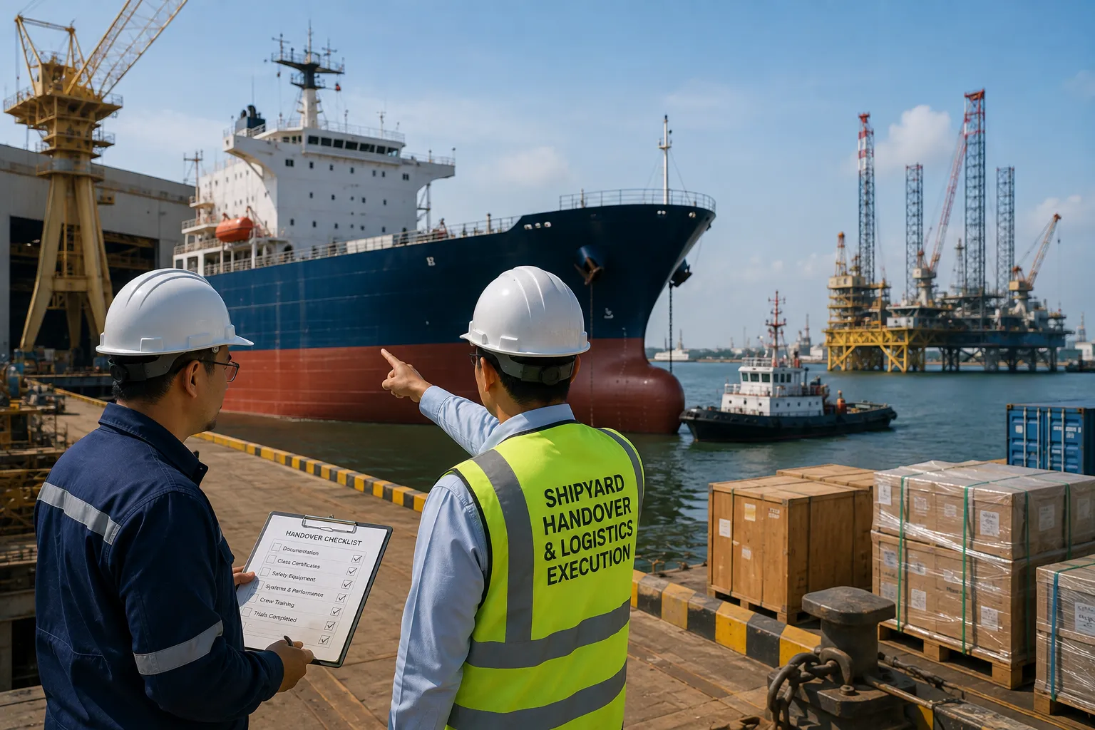 JUKO MARINE vessel delivery handover and initial vessel supply coordination at global shipyard