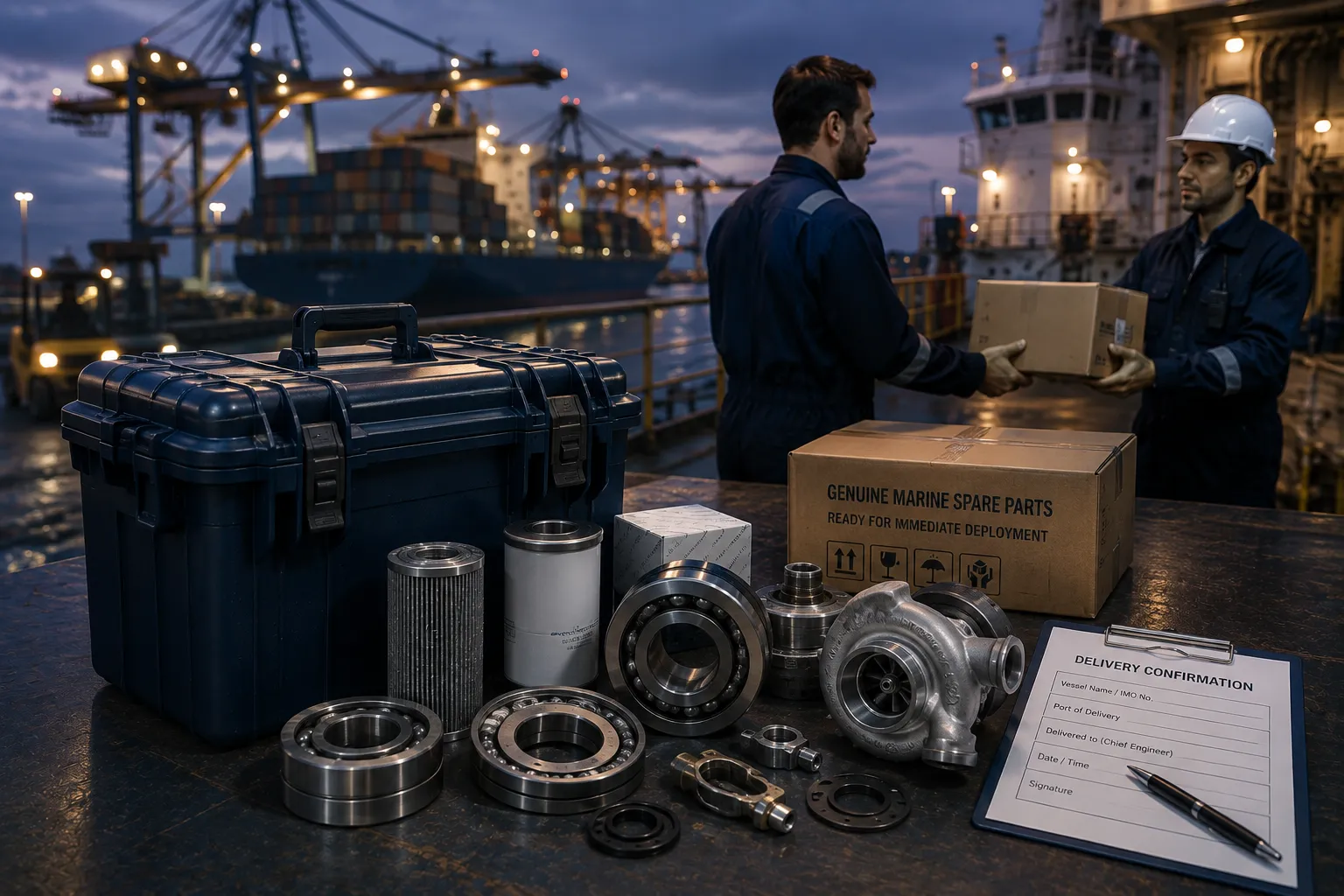 Emergency machinery repair parts delivered for marine engines
