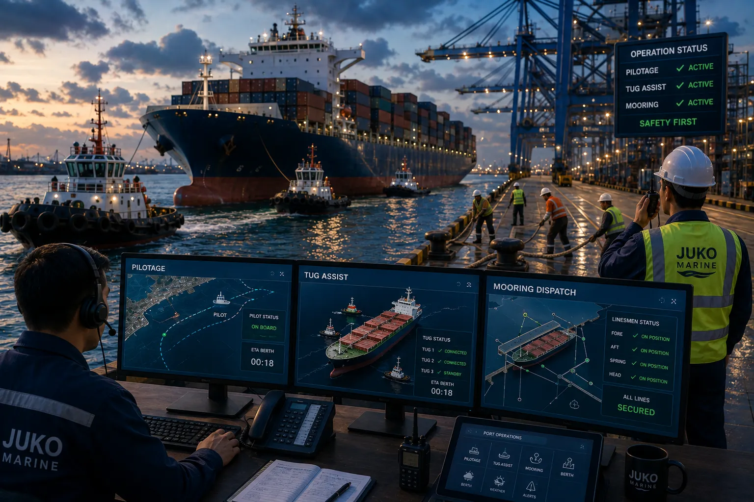 JUKO MARINE vessel pilotage tug and mooring coordination operations