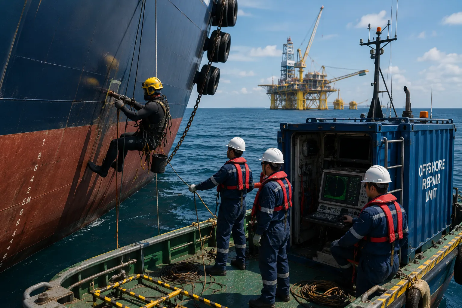 Offshore repair operation at anchorage location
