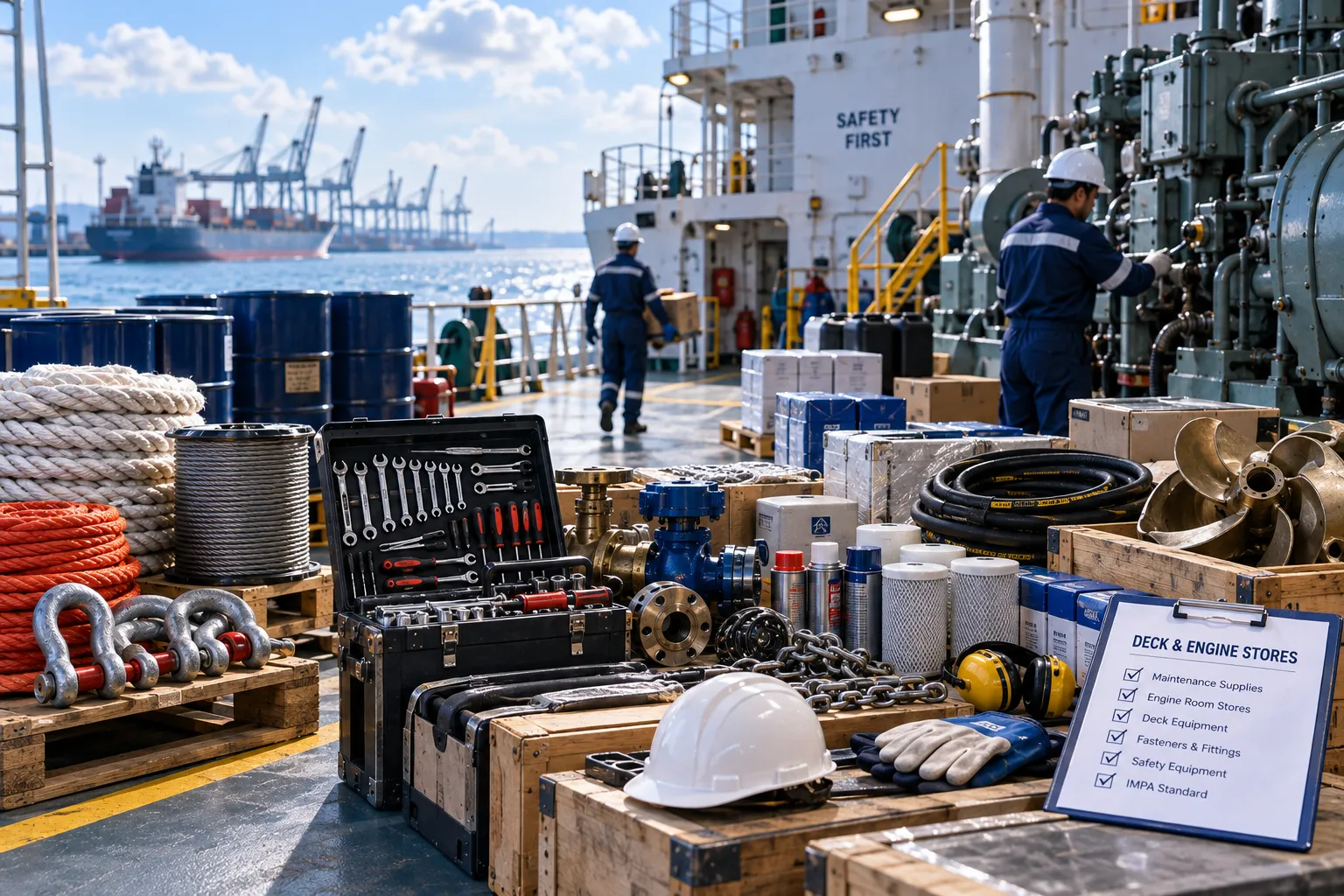 High-grade deck engine stores and ship maintenance hardware with IMPA codes