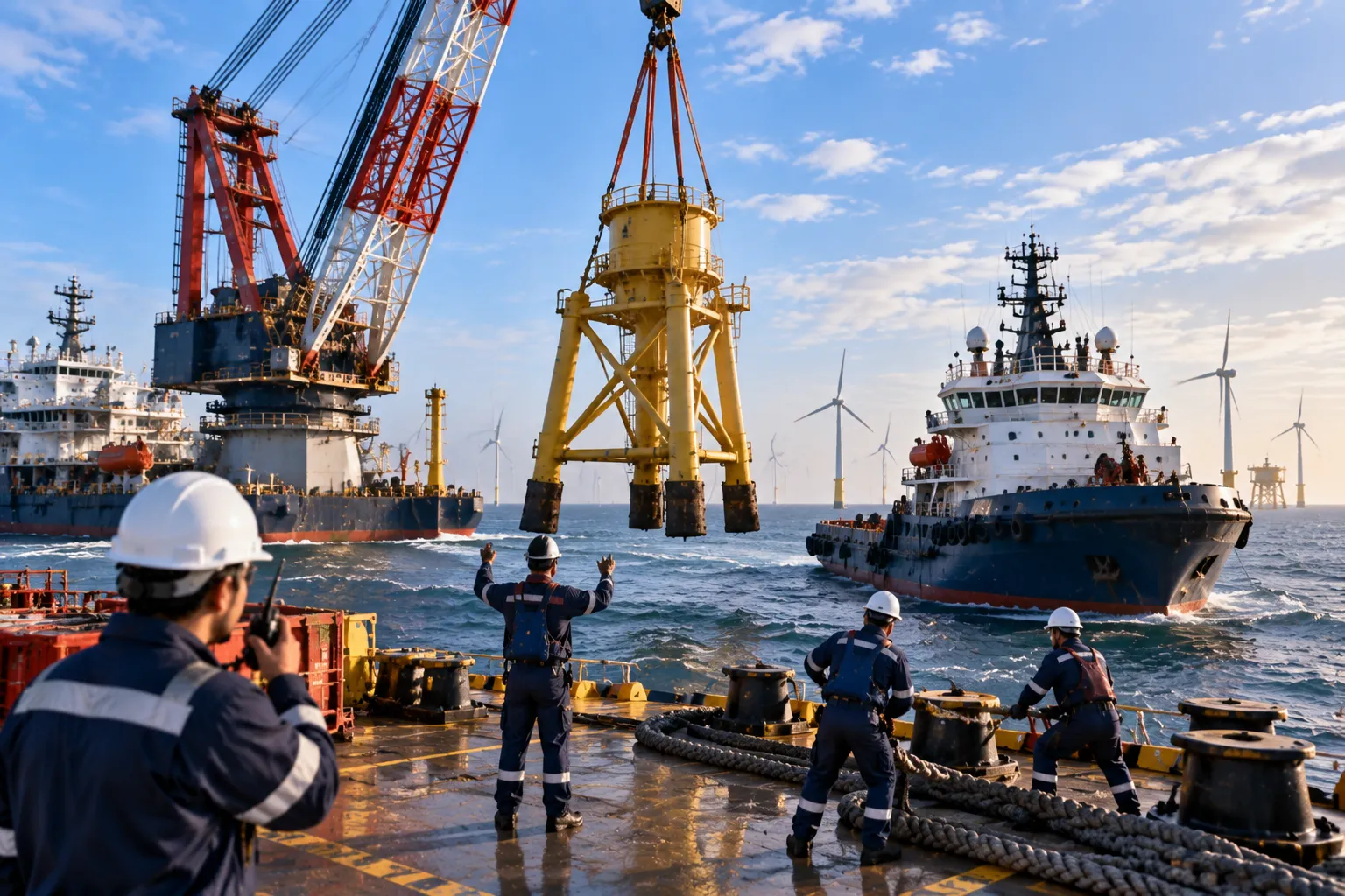 Anchor handling tug supply vessel in ocean engineering project