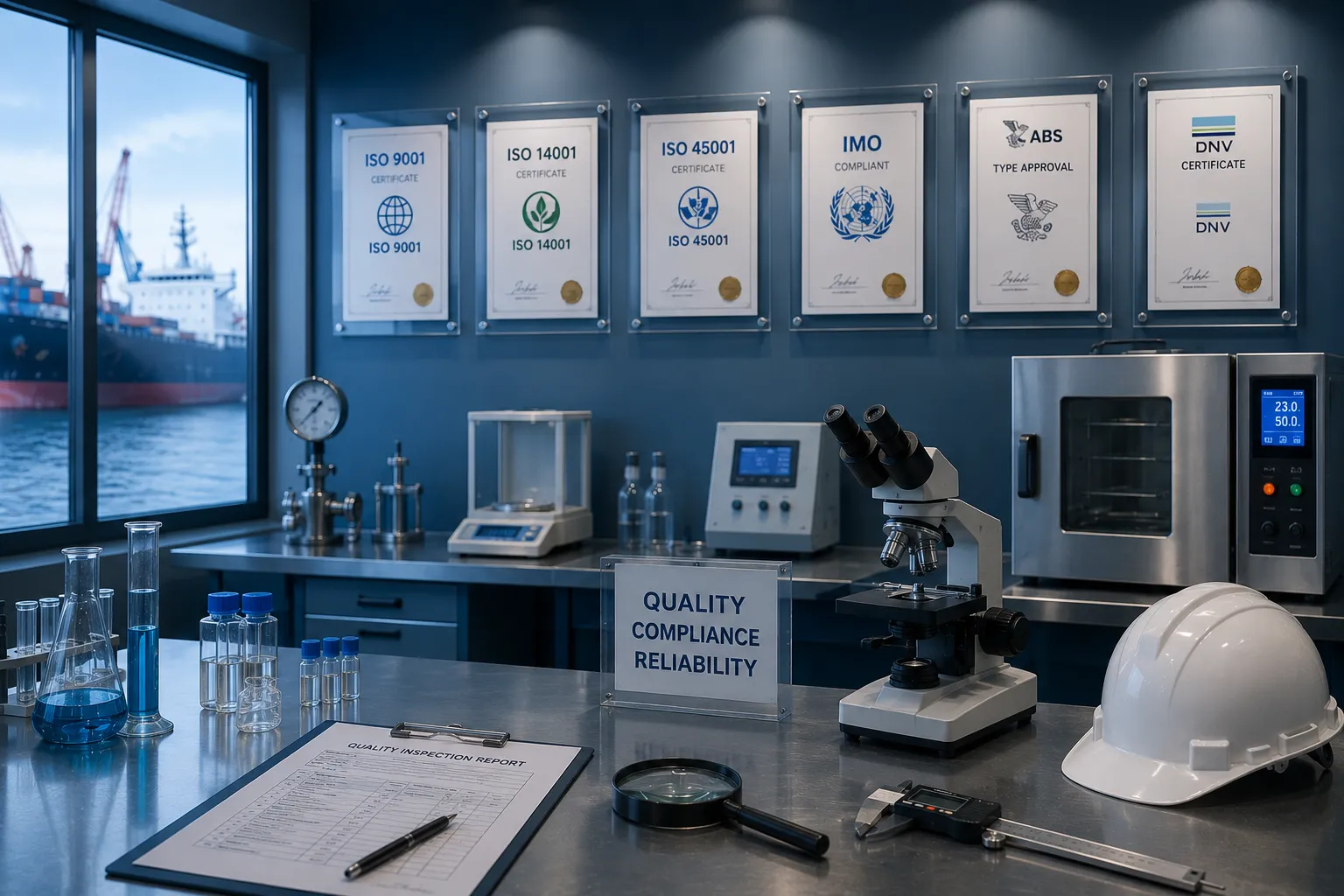 Technical inspection and quality verification of class certified marine parts