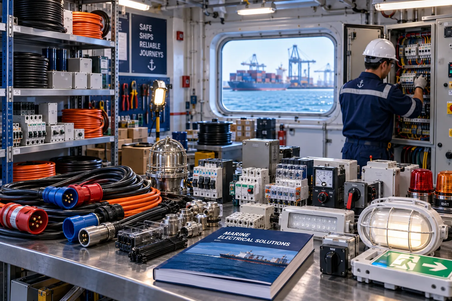 Marine electrical stores and replacement components for merchant ships