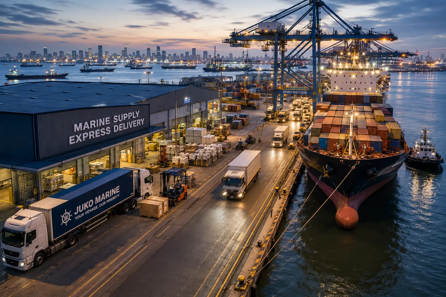 Global urgent marine spare parts delivery network and vessel spare parts logistics