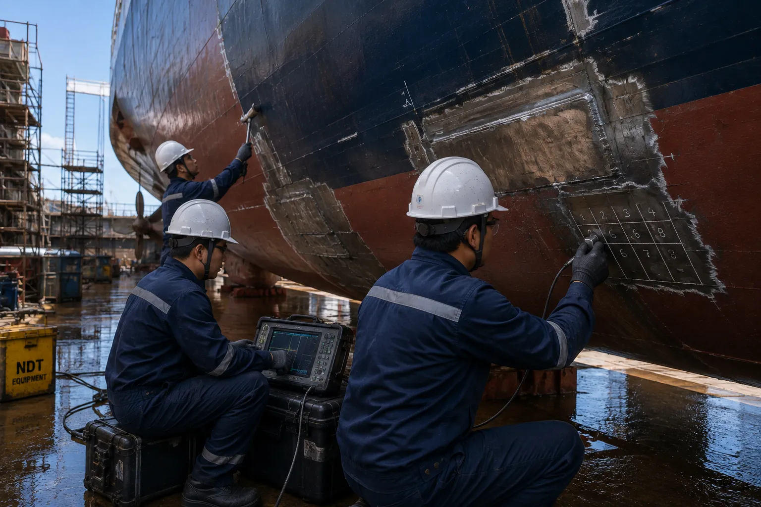 Vessel hull repair and structural steel plate replacement