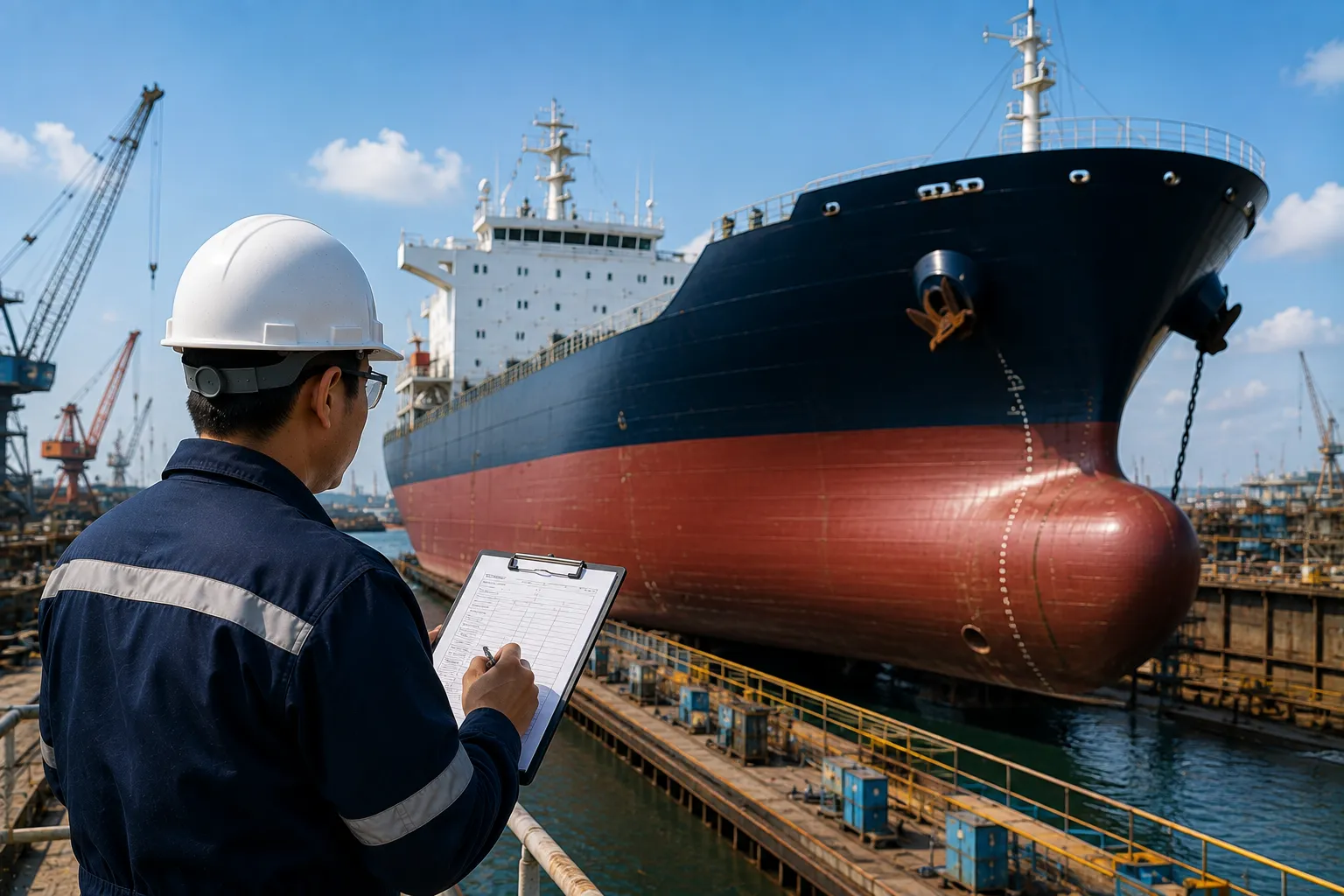 JUKO MARINE quality inspector evaluating certified vessel components