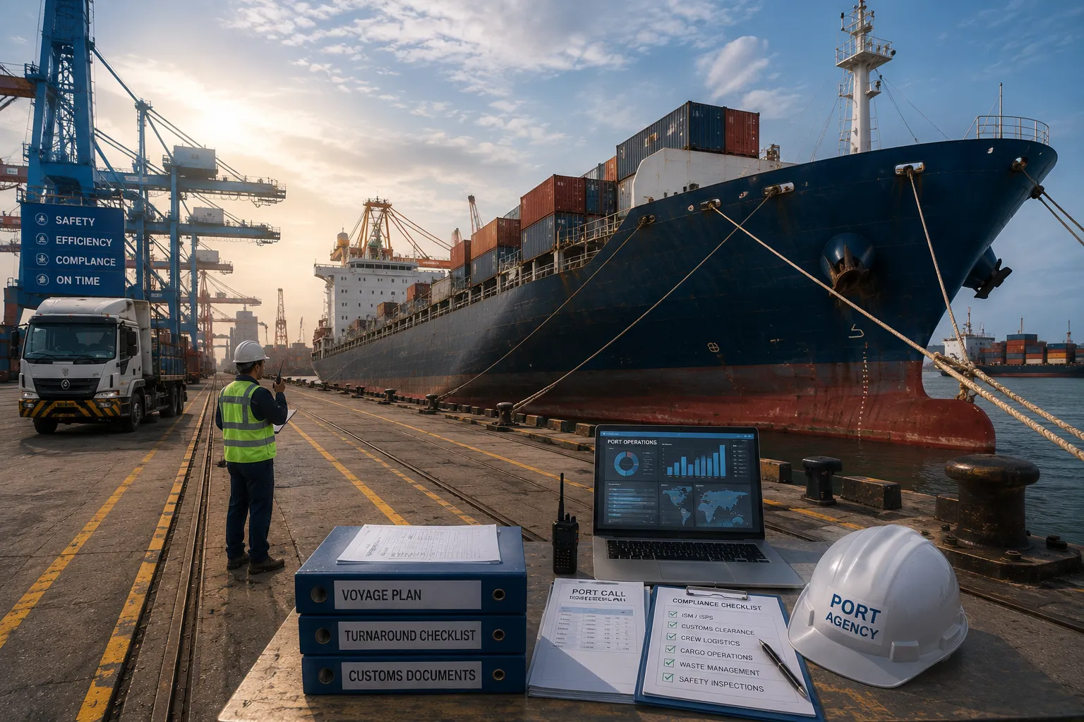 Port agency coordination and cargo clearance documentation